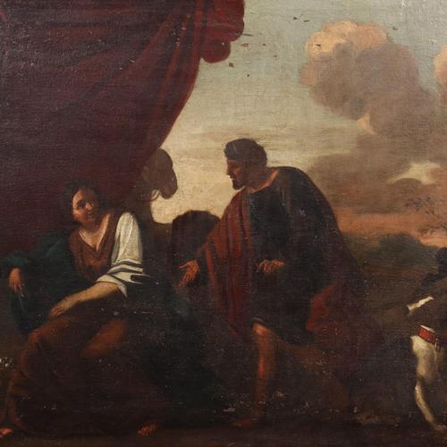 Biblical Scene with Tamar and Judah, 1600s, Oil on Canvas, Framed For Sale - Image 3 of 11