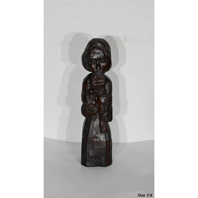 Religious Carved Wooden Statue, 1950s For Sale - Image 6 of 14