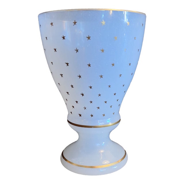Antique French Opal Glass Vase with Gold Decoration, 1900s For Sale