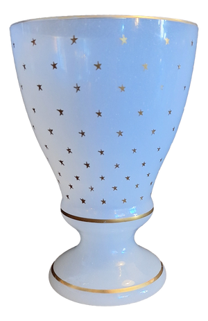 Antique French Opal Glass Vase with Gold Decoration, 1900s
