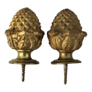 French Style Antique Gilded Bronze Finial for Staircase, Curtain Rod, Bed a Pair For Sale