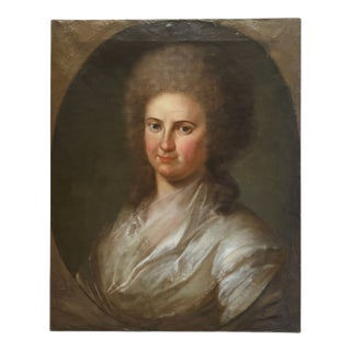 Portrait of Young Rococo Woman, Central European School, 18th Century For Sale
