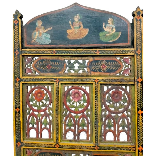 Indian Polychrome Screen, Early 20th Century For Sale - Image 4 of 7