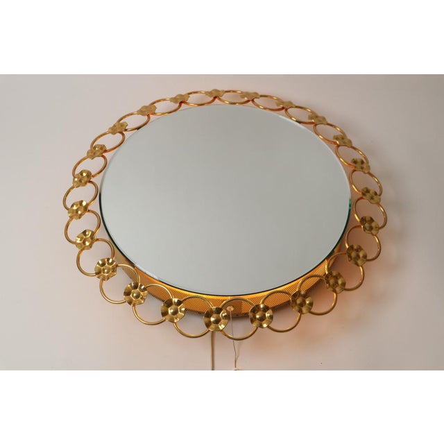 Golden Wall Mirror with Illuminated Loops, 1960s For Sale - Image 6 of 16