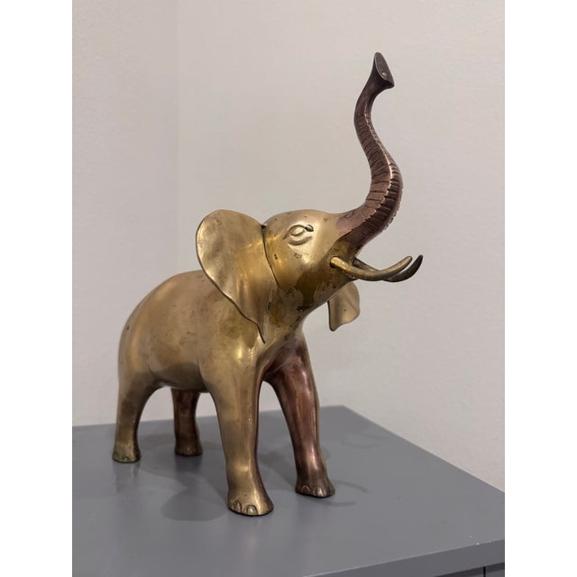 Brutalist Vintage Solid Brass Large Elephant For Sale - Image 3 of 8