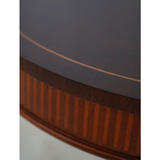 Baker Round Inlaid Mahogany Stretcher Base Lamp Table For Sale - Image 9 of 14