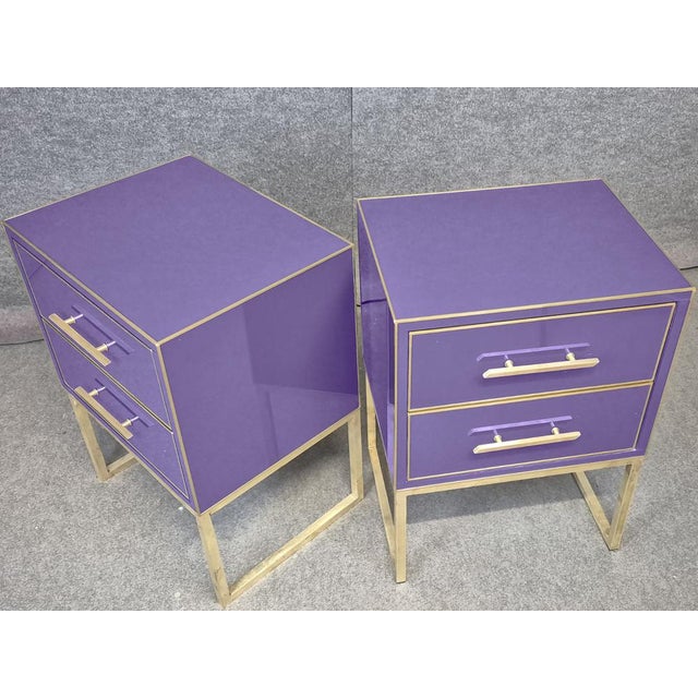 Lavender Bedside Tables in Violet Glass by Justfurnituress, Set of 2 For Sale - Image 8 of 9