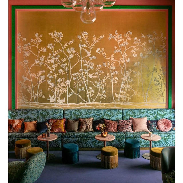 1: Hand-painted wallpaper：This luxury hand-painted wallpaper is crafted by a master artist, featuring premium gilded paper...