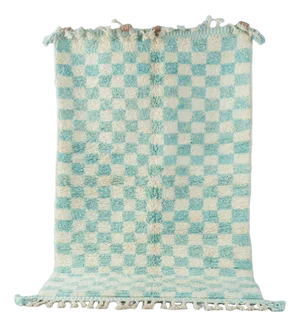 Skyblue Check Berber Rug, 2010s