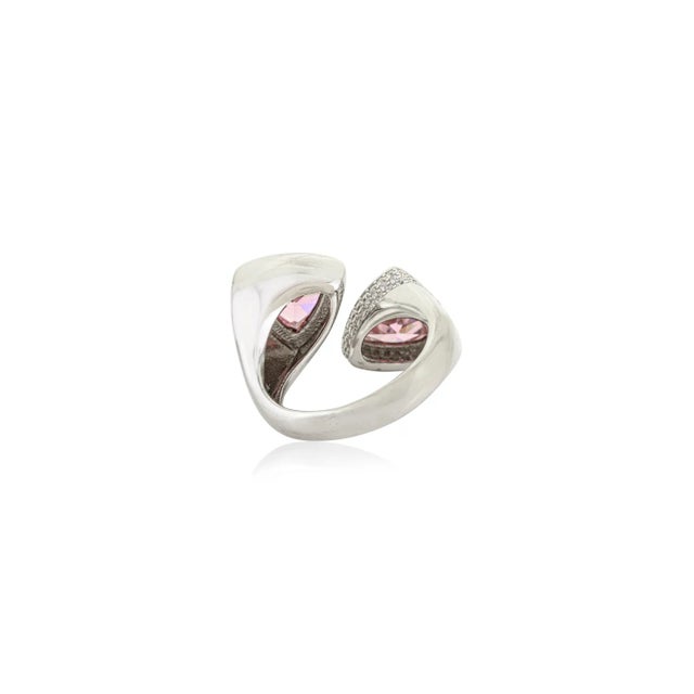 Not Yet Made - Made To Order Sculptural Sterling Silver Two Stone Ring With Pink Trillion Cuts - Statement Design by Carat&her Size 6 For Sale - Image 5 of 12
