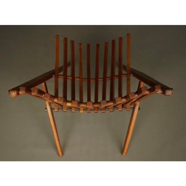 Brown Vintage Dutch Slatted Lounge Chair in Beech, 1950s For Sale - Image 8 of 15