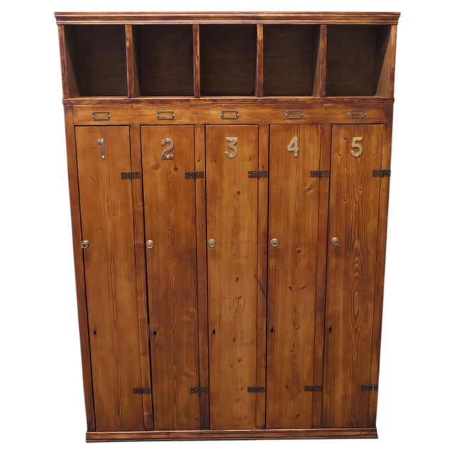 Brown Vintage Pine Sports Locker, 1960 For Sale - Image 8 of 8
