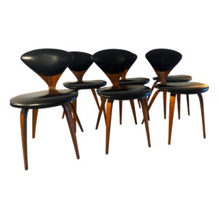 Early Norman Cherner Side Chairs for Plycraft, Set of 6 — Rare "Bernardo" Label, Circa 1958–1963 For Sale