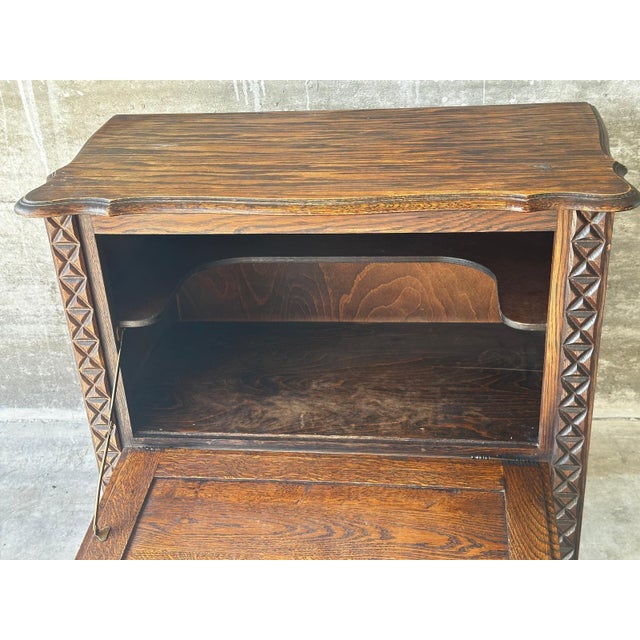 Small Carved Oak Storage Unit, 1930 For Sale - Image 17 of 18