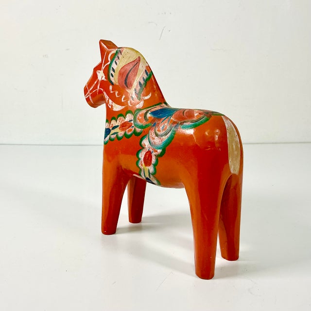 1950s Vintage Gustavia Boho Chic Swedish Hand-Carved Wood Dala Horse For Sale - Image 9 of 12