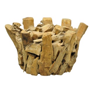 Mid 20th Century Vintage Teak Wood Root Driftwood Natural Coffee Table Pedestal Base For Sale