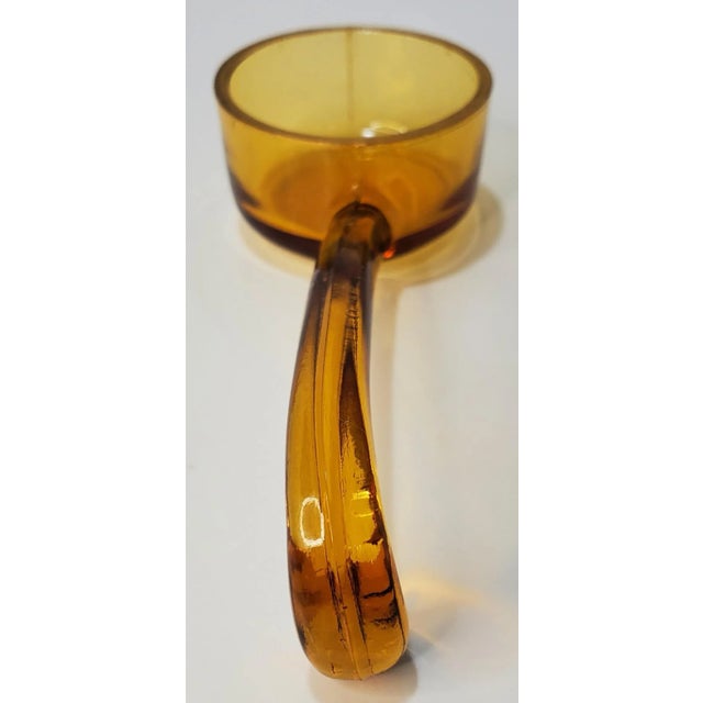 Mid Century Tiffin Gold Edge Amber Glass Condiment Spoon For Sale - Image 4 of 8