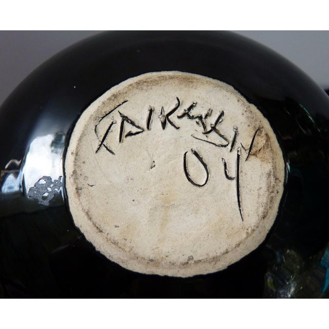 Bruce Fairman Signed Studio Art Pottery Globe Vase With Copper Lustre Drip Glaze For Sale In Los Angeles - Image 6 of 7