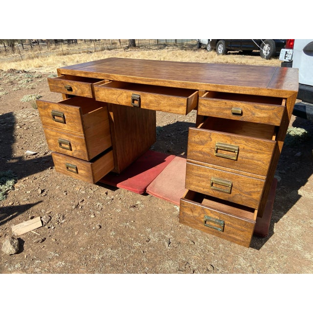 Vintage Mid Century Modern Drexel Campaign Desk For Sale - Image 11 of 12