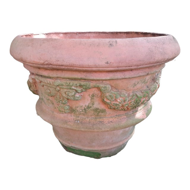 Italian Dellarobbia Garland Terracotta Pot For Sale