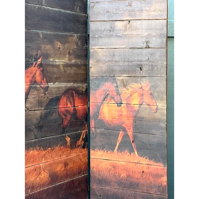 Late 20th Century Vintage Hand Painted Barn Wood Folding Screen For Sale - Image 5 of 8