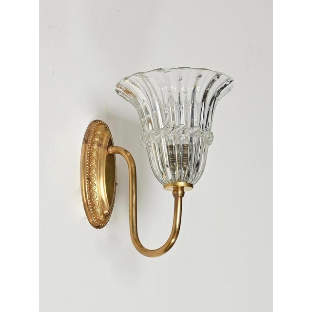 Large Murano Glass and Brass Flower Sconces from Barovier, Italy, 1950s, Set of 2 For Sale - Image 11 of 13