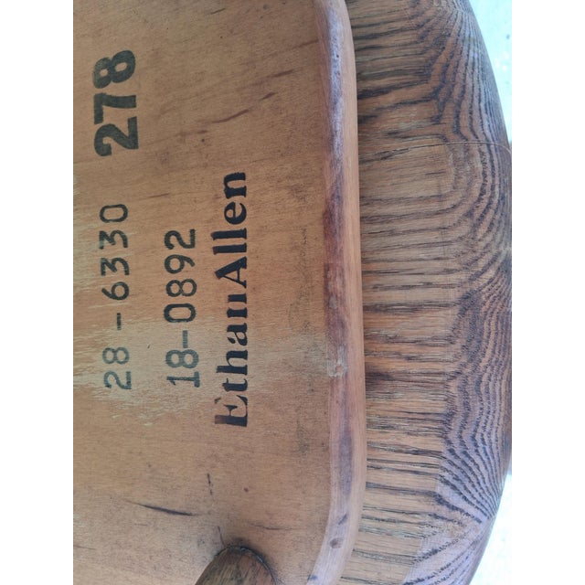 1950's Vintage American Colonial Solid Oak Swivel Bar Stools by Ethan Allen Set of 4 For Sale - Image 11 of 12