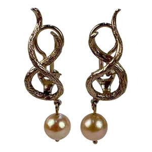 Vintage 14 Karat Gold and Pearl Clip-On Earrings - 2 Pieces