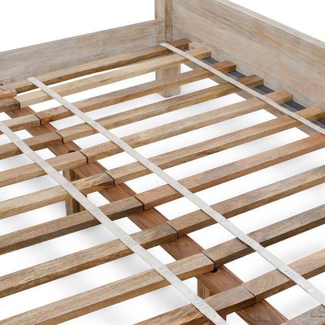 Beige Washed White Wood Panel Cal King Bed Frame For Sale - Image 8 of 8