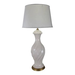 Spanish Mid-Century White Crackle Glazed Ceramic Table Lamp, 1950s For Sale