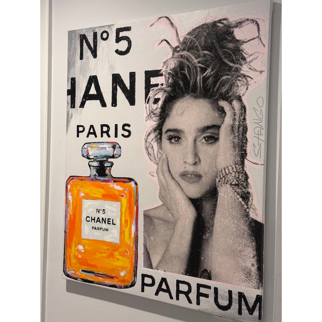 Original John Stango Madonna / Chanel No. 5 Signed Pop Art Painting – 38” X 45 For Sale In Naples, FL - Image 6 of 6