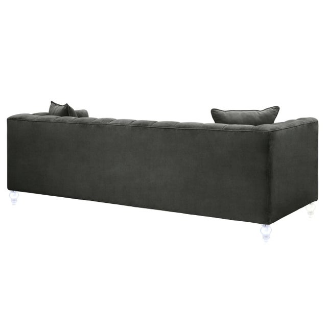 Transitional Bea Grey Velvet Sofa For Sale - Image 3 of 7