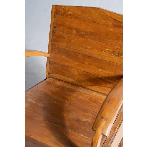 Small Asian Armchair with Upcycled Wooden Slats For Sale - Image 9 of 18