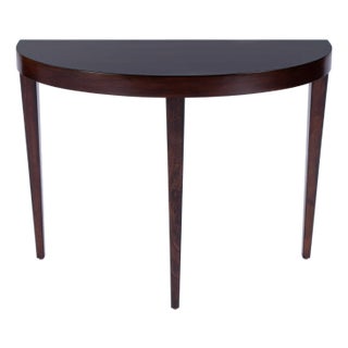 Ingrid 36 in. W Demilune Wood Traditional Console Table, Traditional Burl For Sale