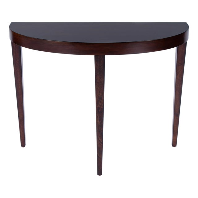 Ingrid 36 in. W Demilune Wood Traditional Console Table, Traditional Burl For Sale