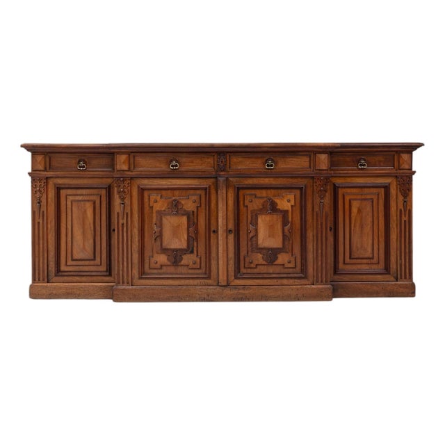 19th Century English Renaissance Revival Wooden Buffet in Original Patina For Sale