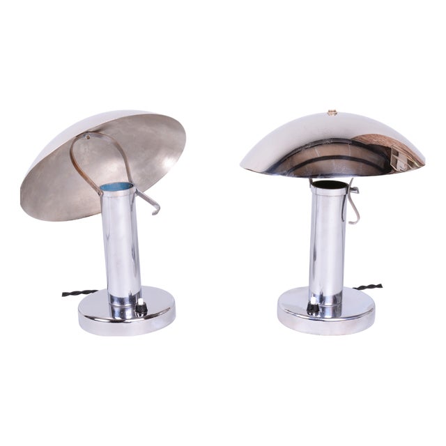 Bauhaus Chrome Table Lamps from Miroslav Prokop, Czech, 1930s, Set of 2 For Sale