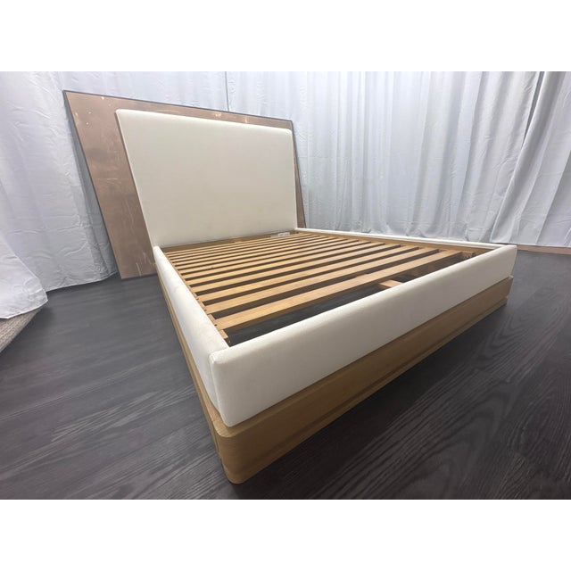 Rh Restoration Hardware Ligné Fabric Panel Bed Queen | Light Brushed Oak | Natural Performance Linen Weave For Sale - Image 18 of 18