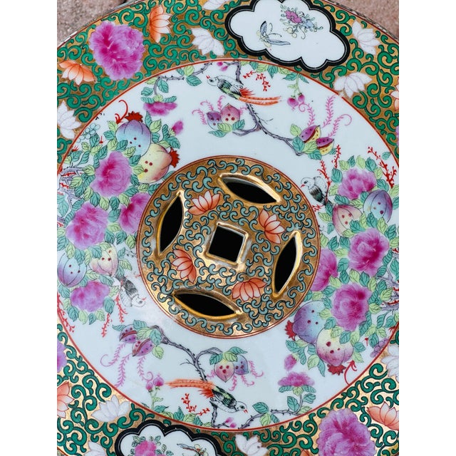 Ceramic Antique Chinese Rose Medallion Porcelain Side Tables or Garden Stools - Set of 2 For Sale - Image 7 of 11