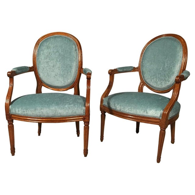 Wood Louis XVI Armchairs, Provincial France, 1780s, Set of 2 For Sale - Image 7 of 9