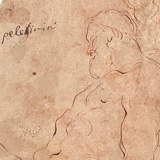 18th Century 18th Century Sketch of Samson Defeating the Philistines Attributed to Pellegrini, After Michelangelo For Sale - Image 5 of 5