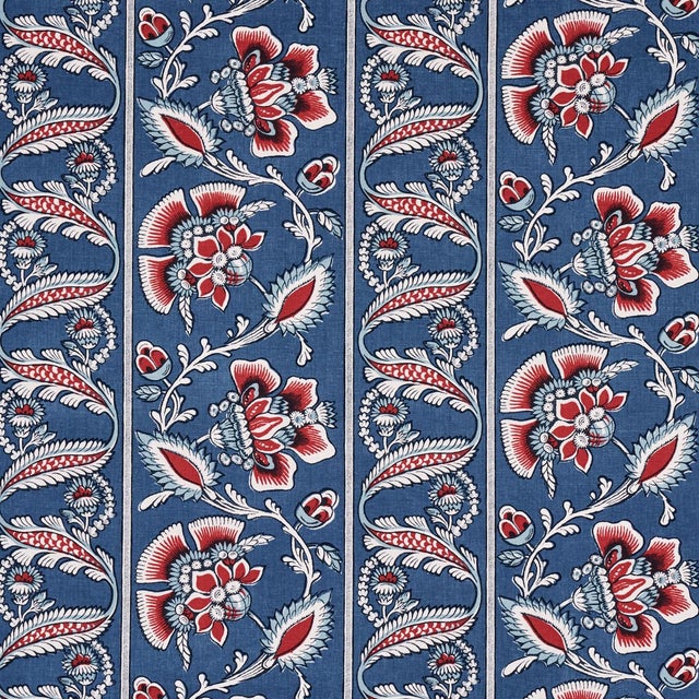 Not Yet Made - Made To Order Sample - Schumacher Marielle Vine Fabric in Denim & Red For Sale - Image 5 of 5