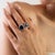 Not Yet Made - Made To Order 5.32 Carat Deep Blue Sapphire Toi Et Moi Ring With Halo Diamonds in 18k White Gold Size 6.5 For Sale - Image 5 of 14