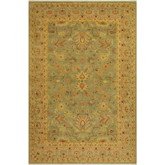 Green 1990s Shabby Chic Kafkaz Lt. Green/Tan Wool Rug -10'0 X 14'2 For Sale - Image 8 of 8