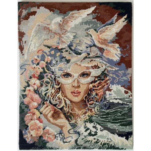 Completed “Dream” needlepoint is a 100% cotton canvas created by SEG de Paris, manufactured in France. The needlepoint was...