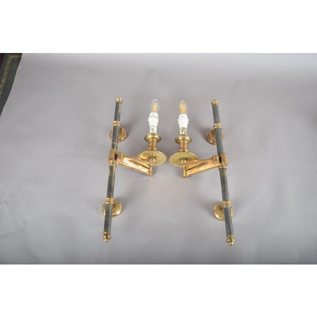 Brass Swing-Arm Wall Lamps from Maison Jansen, 1960s, Set of 2 For Sale - Image 9 of 14