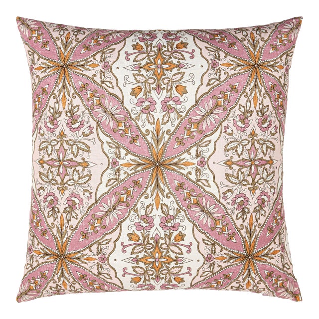 Scalamandre 22" x 22" Provence Pillow in Petal Pink For Sale