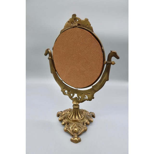 Bronze Bronze Swivel Vanity Table Mirror on Pedestal Stand For Sale - Image 8 of 8