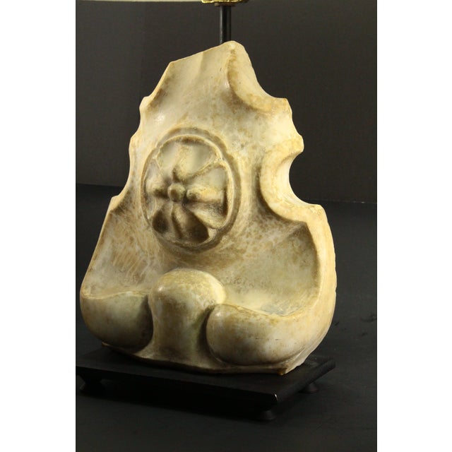 White 17th / 18th C. Baroque Carved Marble Frontispiece Corbel Mounted as a Lamp For Sale - Image 8 of 18