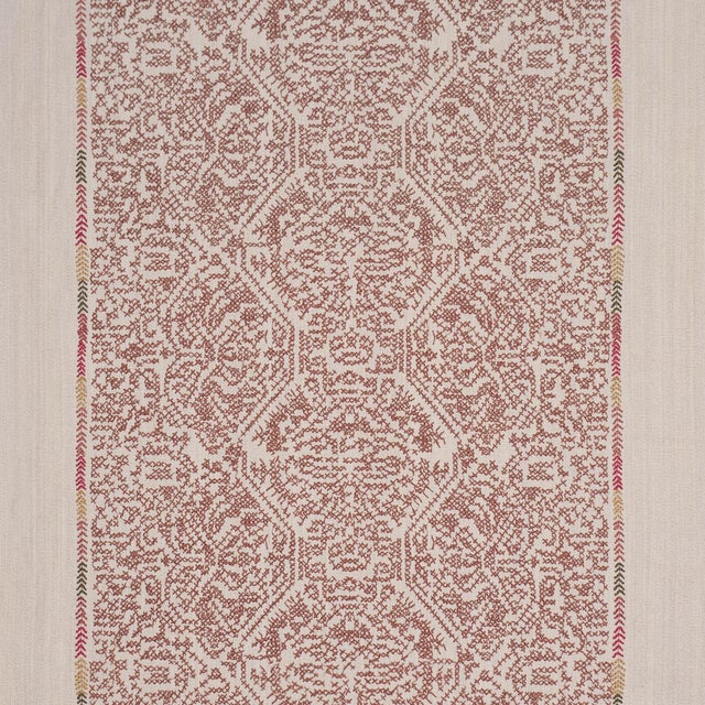 Orion Embroidery is a rustic cross- and rice-stitch design on a cotton-jute mélange ground. The intricate medium-scale...